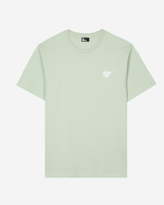 T-shirt with green heart flocking