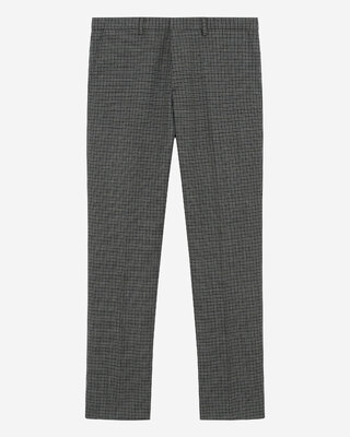 Black and grey houndstooth straight-leg suit pants