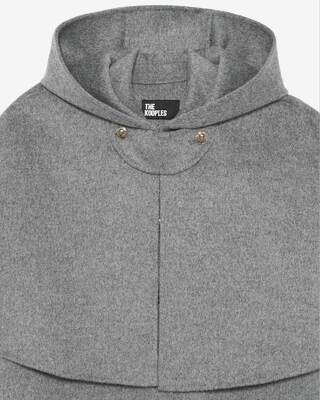 Long double-faced wool coat with grey cape