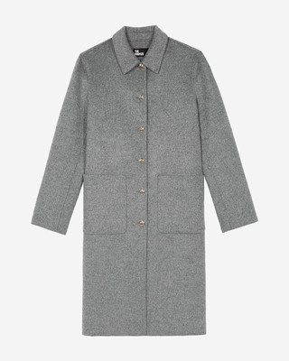 Long double-faced wool coat with grey cape