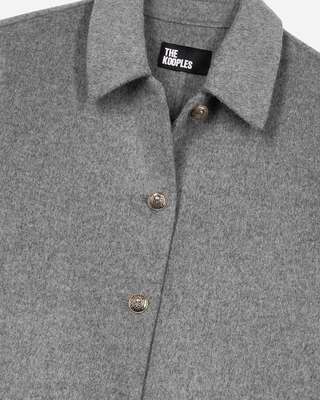 Long double-faced wool coat with grey cape