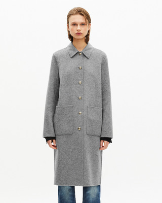 Long double-faced wool coat with grey cape