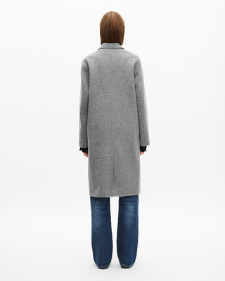 Long double-faced wool coat with grey cape