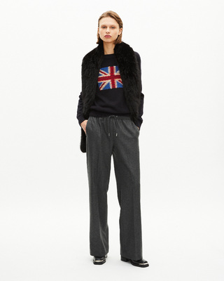 Dark grey flannel wide-leg pants