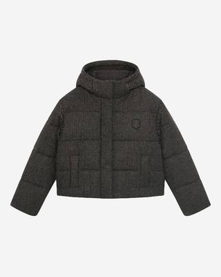 Short dark gray wool down jacket