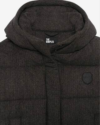 Short dark gray wool down jacket