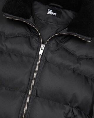 Down jacket with grey fur collar