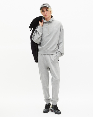 Grey trucker-neck sweatshirt