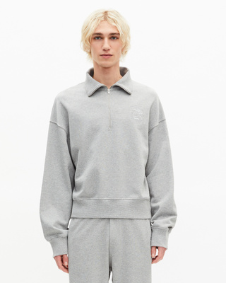 Grey trucker-neck sweatshirt