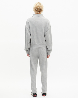 Grey trucker-neck sweatshirt