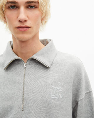 Grey trucker-neck sweatshirt