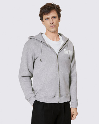 Zipped sweatshirt with black silk-screen print