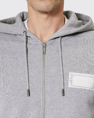 Zipped sweatshirt with black silk-screen print