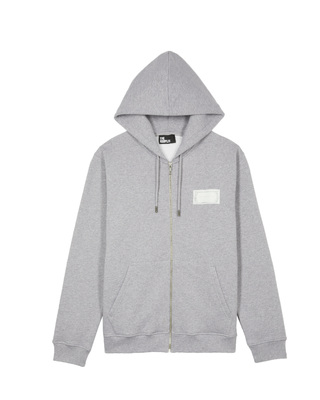 Zipped sweatshirt with black silk-screen print