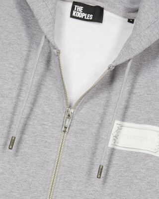 Zipped sweatshirt with black silk-screen print