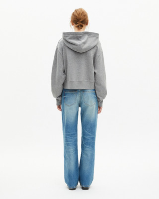Grey short hooded sweatshirt