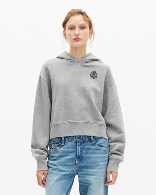 Grey short hooded sweatshirt