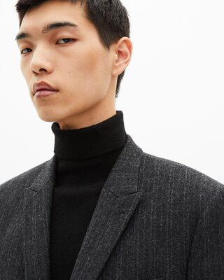 Dark grey pinstripe straight suit jacket
