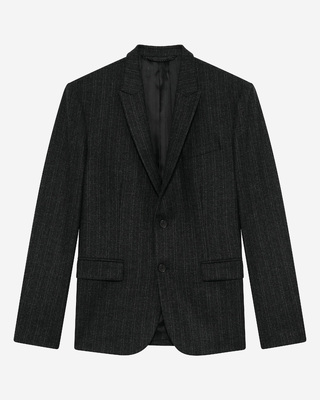 Dark grey pinstripe straight suit jacket