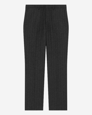 Dark grey pinstripe straight-leg suit pants