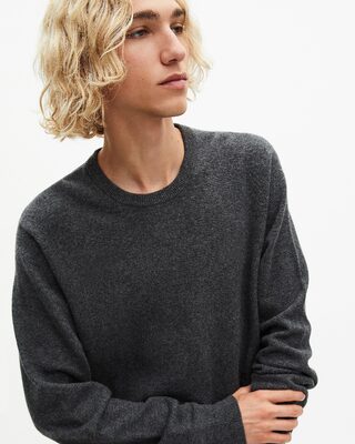 Grey cashmere round-neck sweater