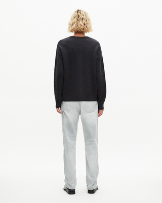 Grey double-faced wool round-neck sweater