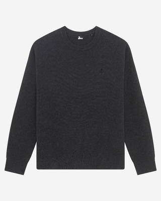 Grey double-faced wool round-neck sweater