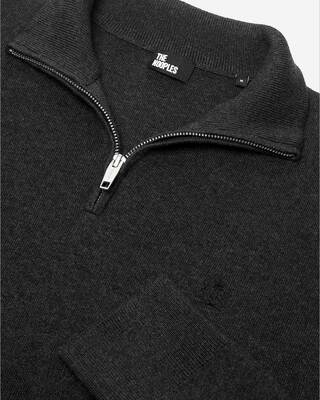 Grey double-faced wool trucker-neck sweater
