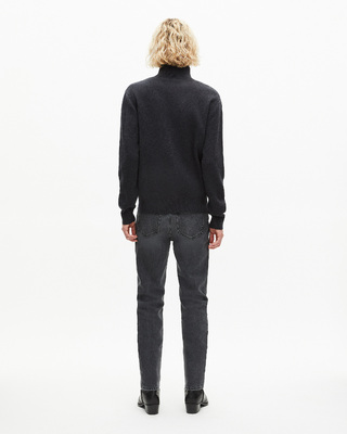 Double-sided wool cardigan with gray zip