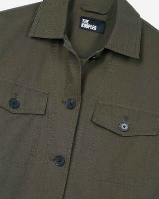 Embroidered back jacket in khaki cotton