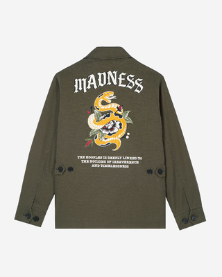 Embroidered back jacket in khaki cotton