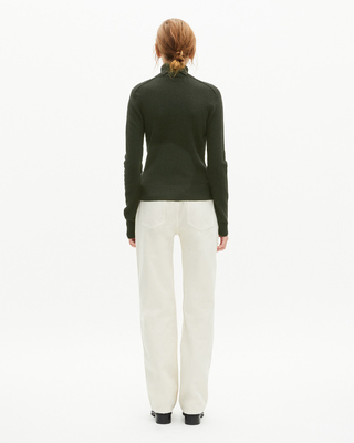 Khaki cashmere turtleneck sweater