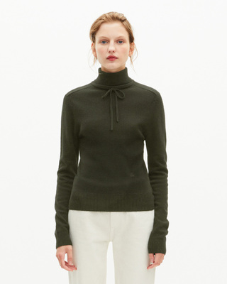 Khaki cashmere turtleneck sweater