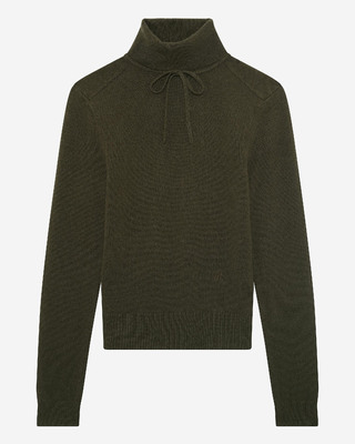 Khaki cashmere turtleneck sweater