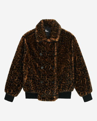 Leopard fur-effect coat