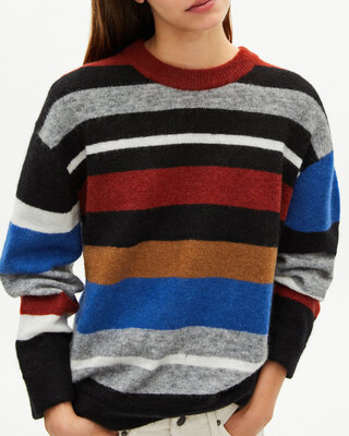 Wool blend sweater with multicolored stripes