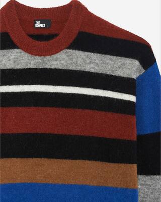 Wool blend sweater with multicolored stripes