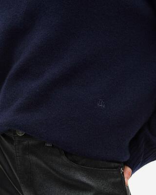 Navy cashmere stand-up collar sweater