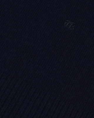 Navy cashmere stand-up collar sweater