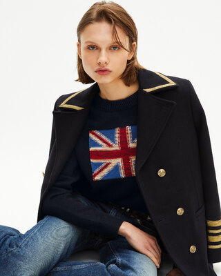 Navy cotton English flag sweater