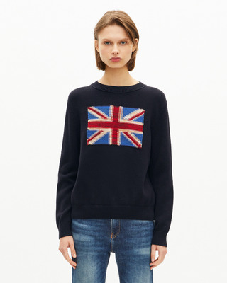 Navy cotton English flag sweater