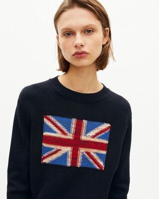 Navy cotton English flag sweater