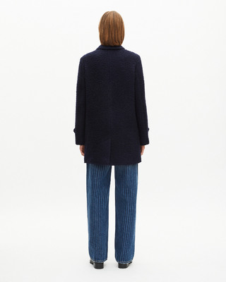 Navy bouclette wool coat