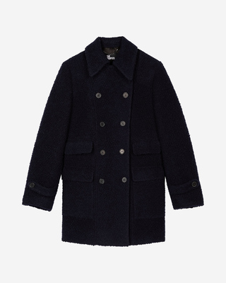 Navy bouclette wool coat