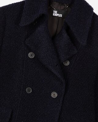 Navy bouclette wool coat