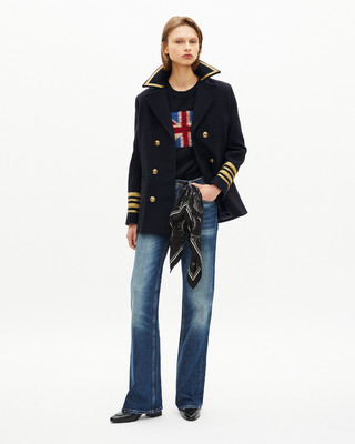 Officer's pea jacket in navy wool