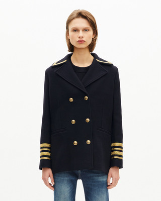 Officer's pea jacket in navy wool