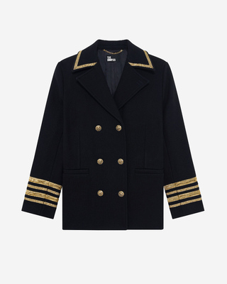 Officer's pea jacket in navy wool