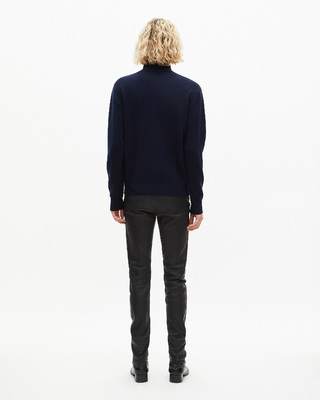 Double-sided wool cardigan with navy zip