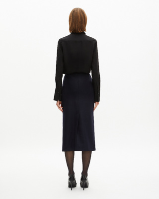 Long navy pencil skirt